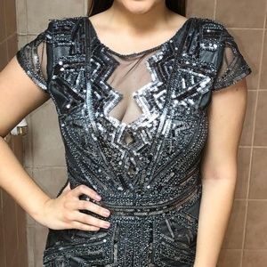 Short sequin mesh dress